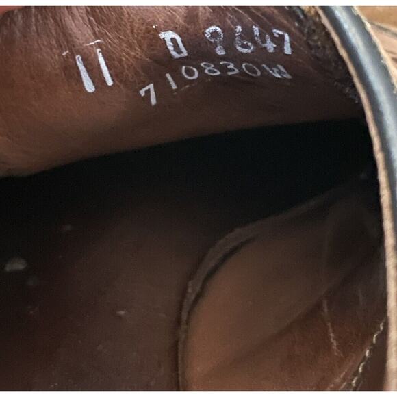 Allen‎ Edmonds Stuttgart Men Size 11 Brown Whiskey Leather Brogue Oxford READ - Picture 8 of 11